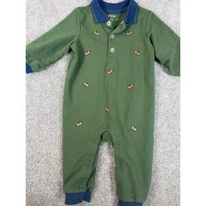 Little Me Football Romper 12 Months Embroidered Collared